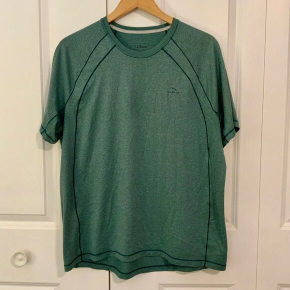L.L. Bean Men’s Green Quick Dry Trail Tee Short Sleeve Large - Picture 2 of 10